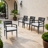 Set of 4 Outdoor Aluminum Dining Chairs Sunbrella Cushions