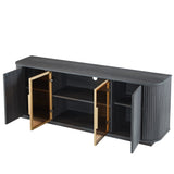 Modern 64" Wavy TV Cabinet with LED Lights Black