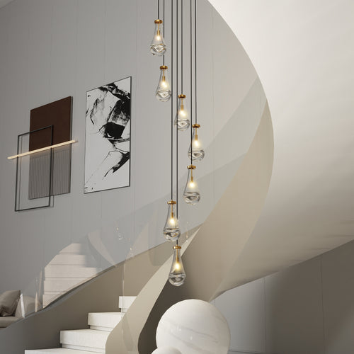 Chandelier 7-Light Pendant Adjustable Black Living Room Foyer Stairwell