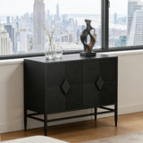 Modern 2 Door Wooden Storage Cabinet Metal Legs 31.5