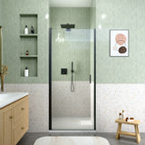 32" W x 72" H Semi-Frameless Circular Pivot Shower Door in Matte Black