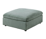 Sage Corduroy Ottoman with Wood Legs