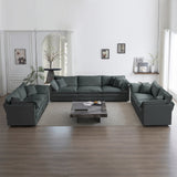 3 Piece Gray Chenille Sofa Set - Deep Seat, Oversized Living Room