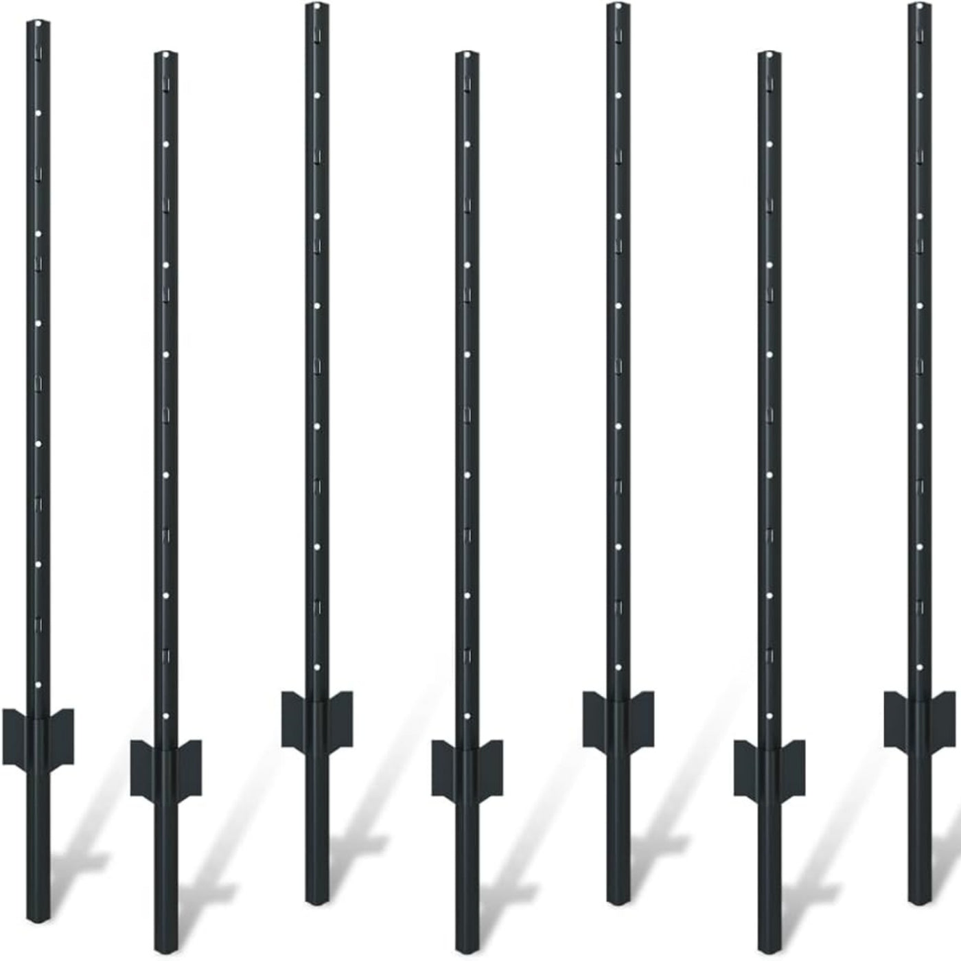10-Piece 4-Foot Black U-Shaped Metal Garden Fence Posts