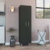Nala Double Door Cleaning Cabinet Five Shelves Black White