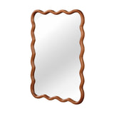 Yellowish Brown 24'x36' Wavy Rectangle Solid Wood Frame Decorative Mirror,For Be