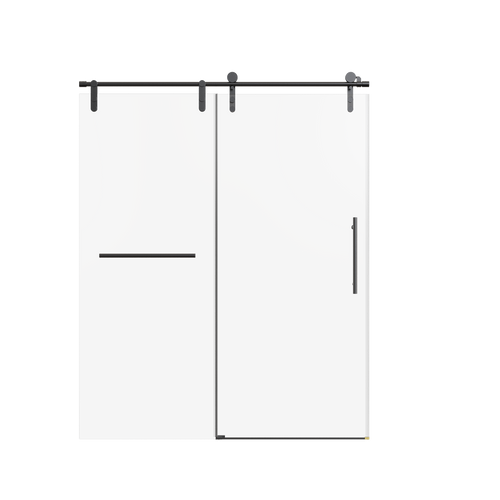 Frameless Single Sliding Shower Door Matte Black 56-60W x 76H