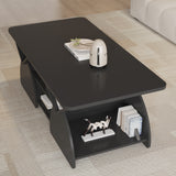 Round Engineered Wood Coffee Table with Storage Black