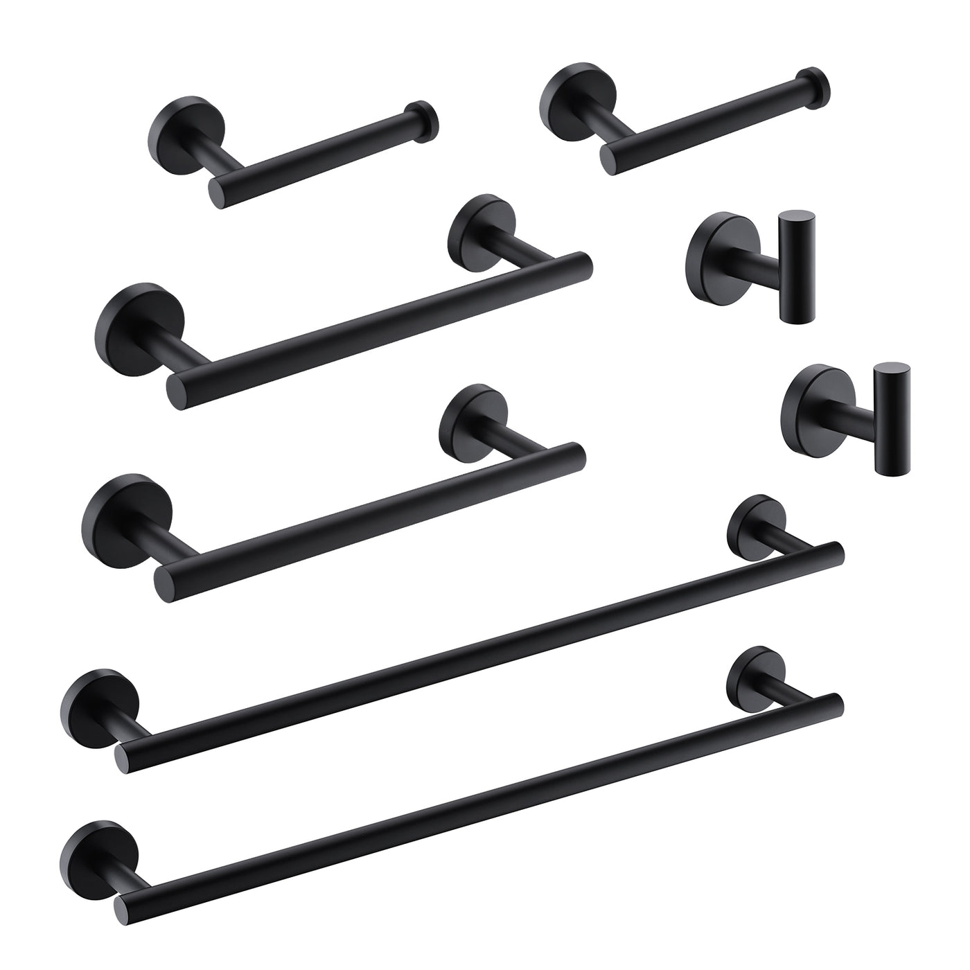 Matte Black Bathroom Accessories Set, 8-Piece Stainless Steel