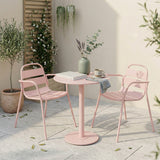 Outdoor Bistro Set Iron Matte Light Pink 3 Piece Open Slat Chairs