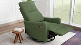 Velvet Recliner Swivel Power Dark Green
