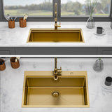 Gold Finish 36' Drop-in Kitchen Sink with Workstation Ledges - 16 Gauge T304 Sta