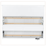 White Twin Size Murphy Bed with Charging Station and Drawer, Solid Pine Wood + MDF