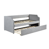 Daybed with Trundle Wood Light Gray