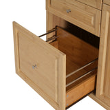 Indoor Bamboo Rolling Kitchen Island with Stainless Steel Top