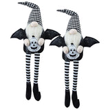 Fabric Sitting Black Gnome With Wings Plaid Hat Halloween Decor 2 Pack