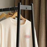 (Black) Solid Oak Wood Clothes Rack, Black Rattan Hanger Rack-clothes Rack