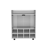 Bar Cart - Manufactured Wood - 8-Bottle Rack & Glass Doors