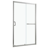 48" x 72" Single Sliding Bypass Shower Enclosure Brushed Silver