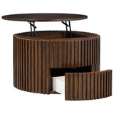 Round Modern Fluted Coffee Table with Hidden Storage