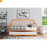 Bed Frame Classic Metal Orange Twin Lift-Up Trundle 78.5in Long