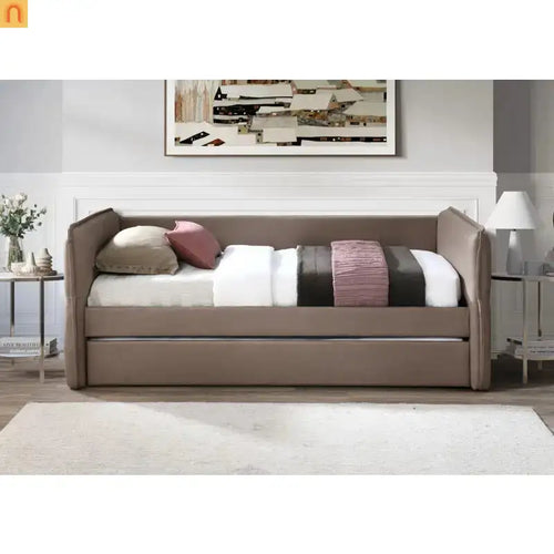 Bed Frame Daybed Polyester Mocha Twin Over Twin Trundle