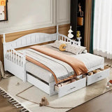 Bed Frame Daybed Wood White Twin Roll-Out Trundle Storage Drawers
