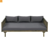 Outdoor Daybed Acacia Wood Slat Panel Gray 3 Seat