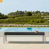 Outdoor Bench Eucalyptus Wood Charcoal Rope 71in Modern