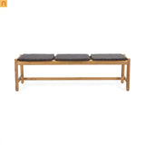 Outdoor Bench Acacia Wood Rustic Teak 3 Seat 61.5in