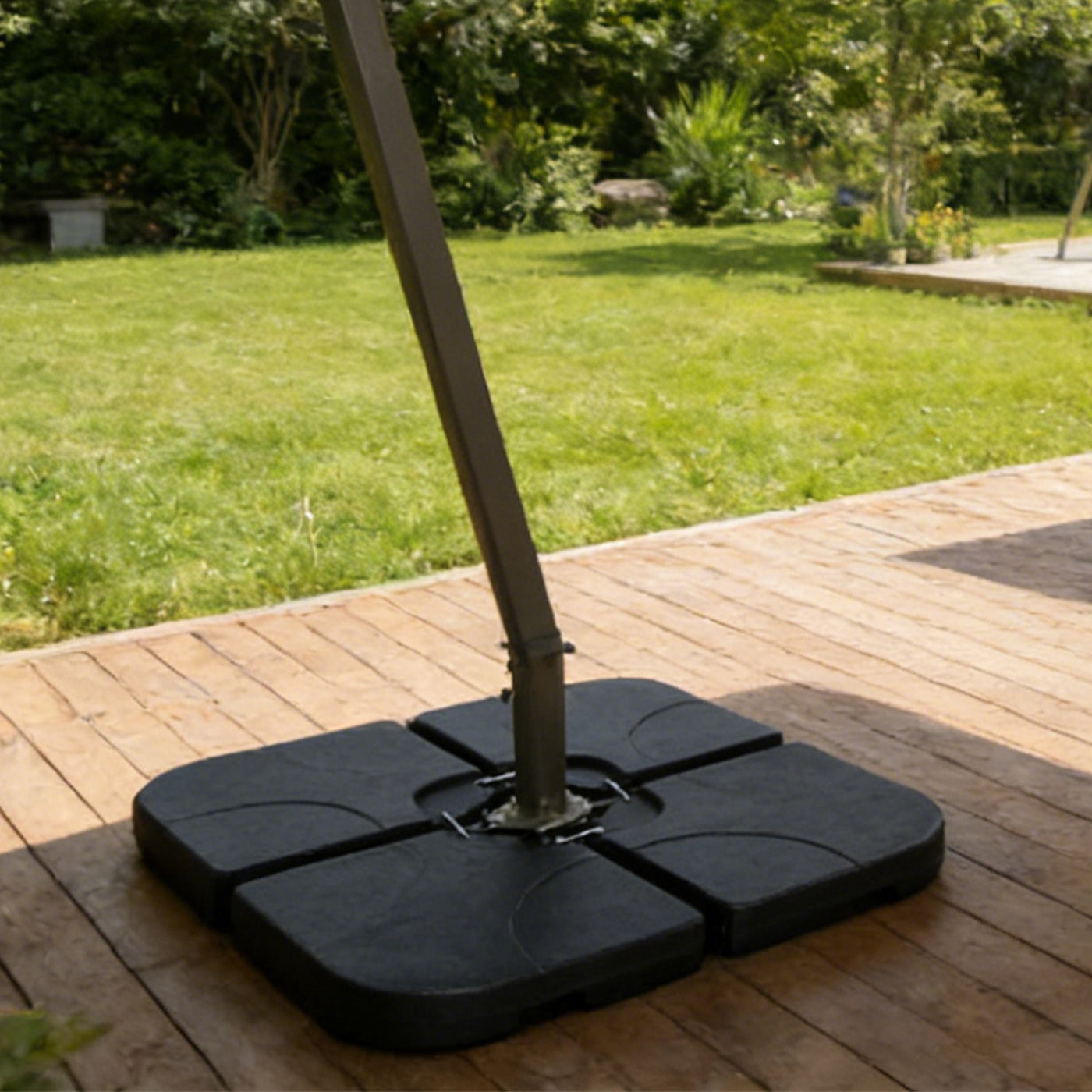 Patio Umbrella Base Offset HDPE Black 4 Panel 220 LB Water or Sand