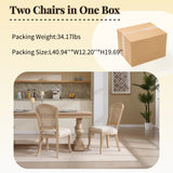 French Country Upholstered Dining Chairs Set of 2, Beige