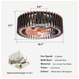 20" Modern Flush Mount Fan Light, Ceiling Fans