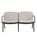 Luna Outdoor Patio Loveseat Beige Cushions Black Frame