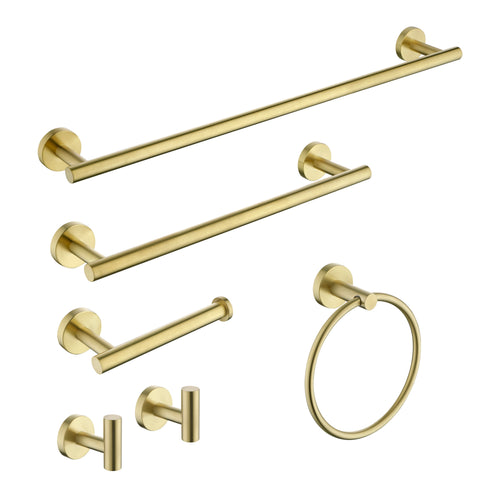Brushed Gold Bathroom Hardware Set SUS304 Stainless Steel 6-Piece