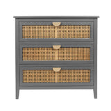 3-Drawer Cabinet - Natural Rattan - Suitable for Bedroom, Living Room, or Study