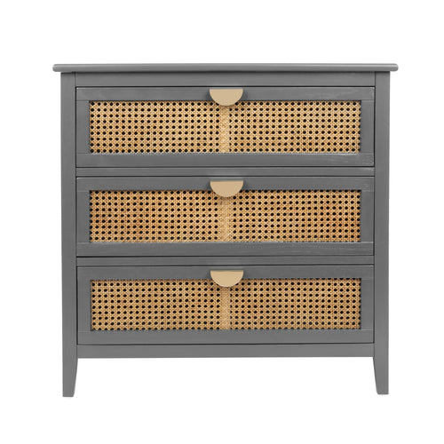 3-Drawer Cabinet - Natural Rattan - Suitable for Bedroom, Living Room, or Study