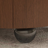 Round Solid Wood Coffee Table with Storage Walnut
