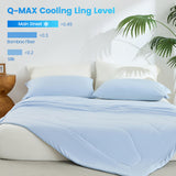 Cooling Comforter 90x90", Nylon-Spandex Wave Quilted, Ice Blue