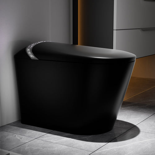 Smart Toilet Matte Black Bidet Built-In Auto Lid Heated Seat 1.28 GPF