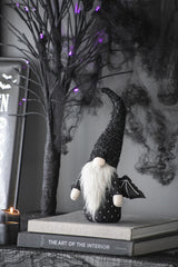Set of 2, 10x3x15.5' Fabric Black Gnome With Wings Decor, for Halloween Decor