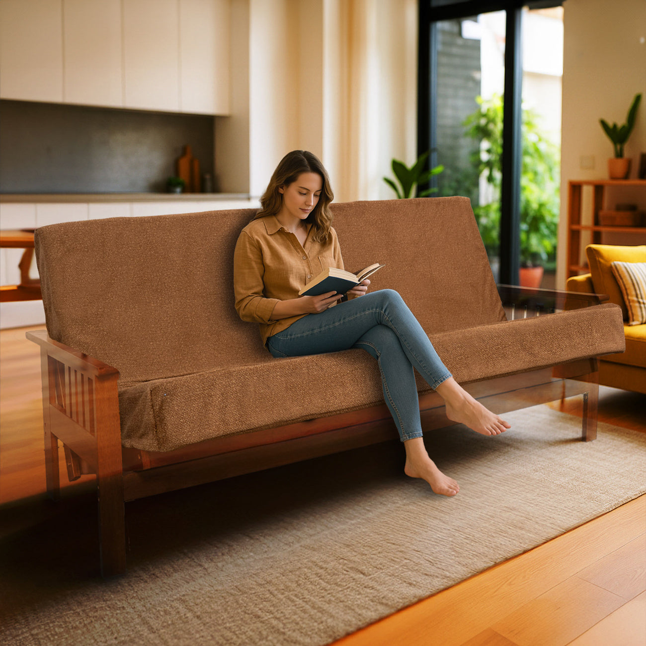 Memory Foam Full XL Futon Mattress with Washable Cover