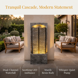 Modern Gray Outdoor Water Fountain LED Lights Resin 39.4