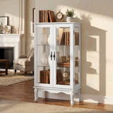 White 3 Tier Lighted Curio Cabinet Tempered Glass Doors