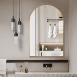 24x32" Gold Arched Bathroom Wall Mirror