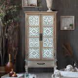 55.12" Tall Tower Storage Cabinet Rustic Wood Pantry