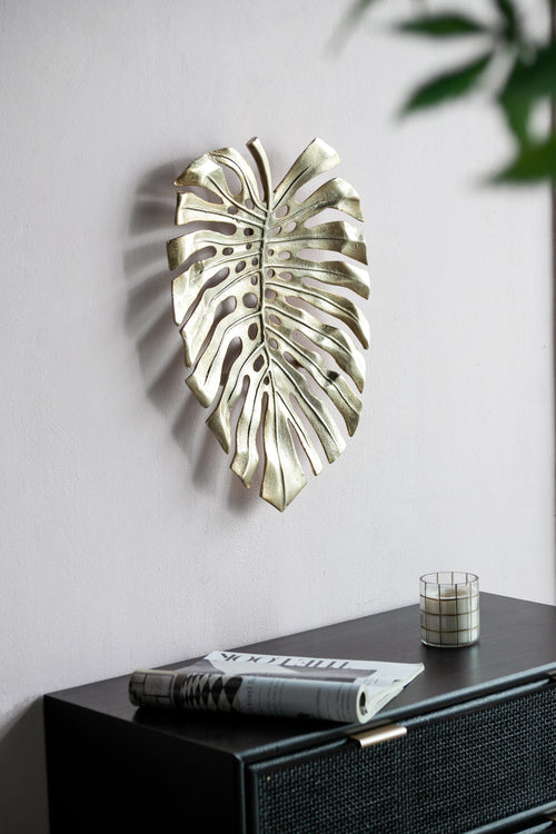 Gold Monstera Leaf Wall Décor 18.9x13.4x1.4
