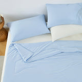 Cooling Comforter 90x90", Nylon-Spandex Wave Quilted, Ice Blue
