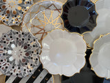 Geometric Gray and Silver Lunch Plates