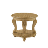 Round Rubberwood End Table with Storage Antique Natural